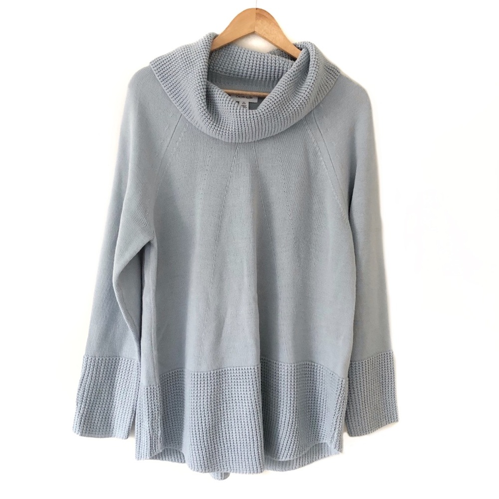 Calvin Klein Mock Neck Dusty Blue Sweater